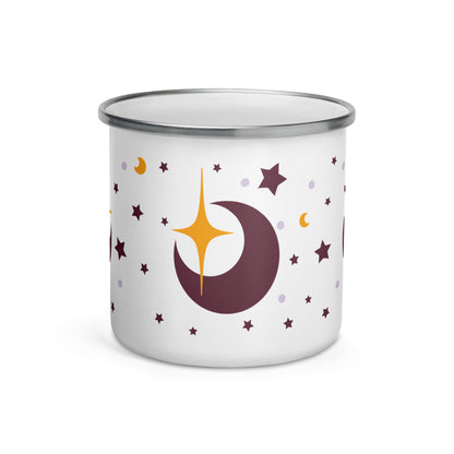 Maroon Cinders Moon and Stars Enamel Mug