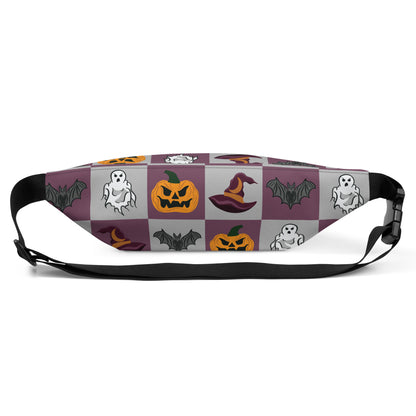 Haunted Checkered Halloween Icons Belt Bag