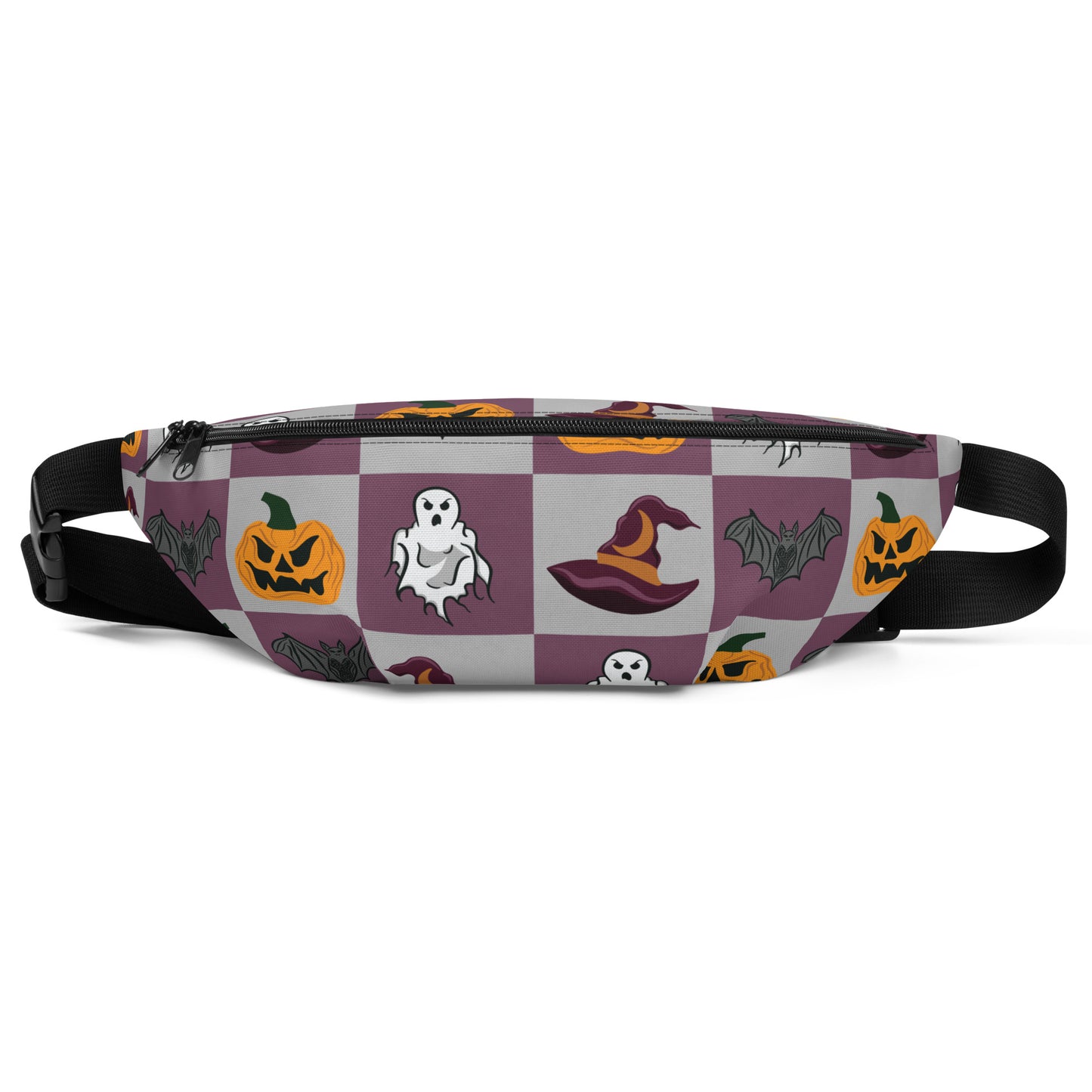 Haunted Checkered Halloween Icons Belt Bag
