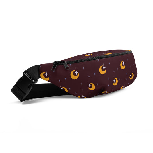 Maroon and Golden Moons Celestial Fanny Pack