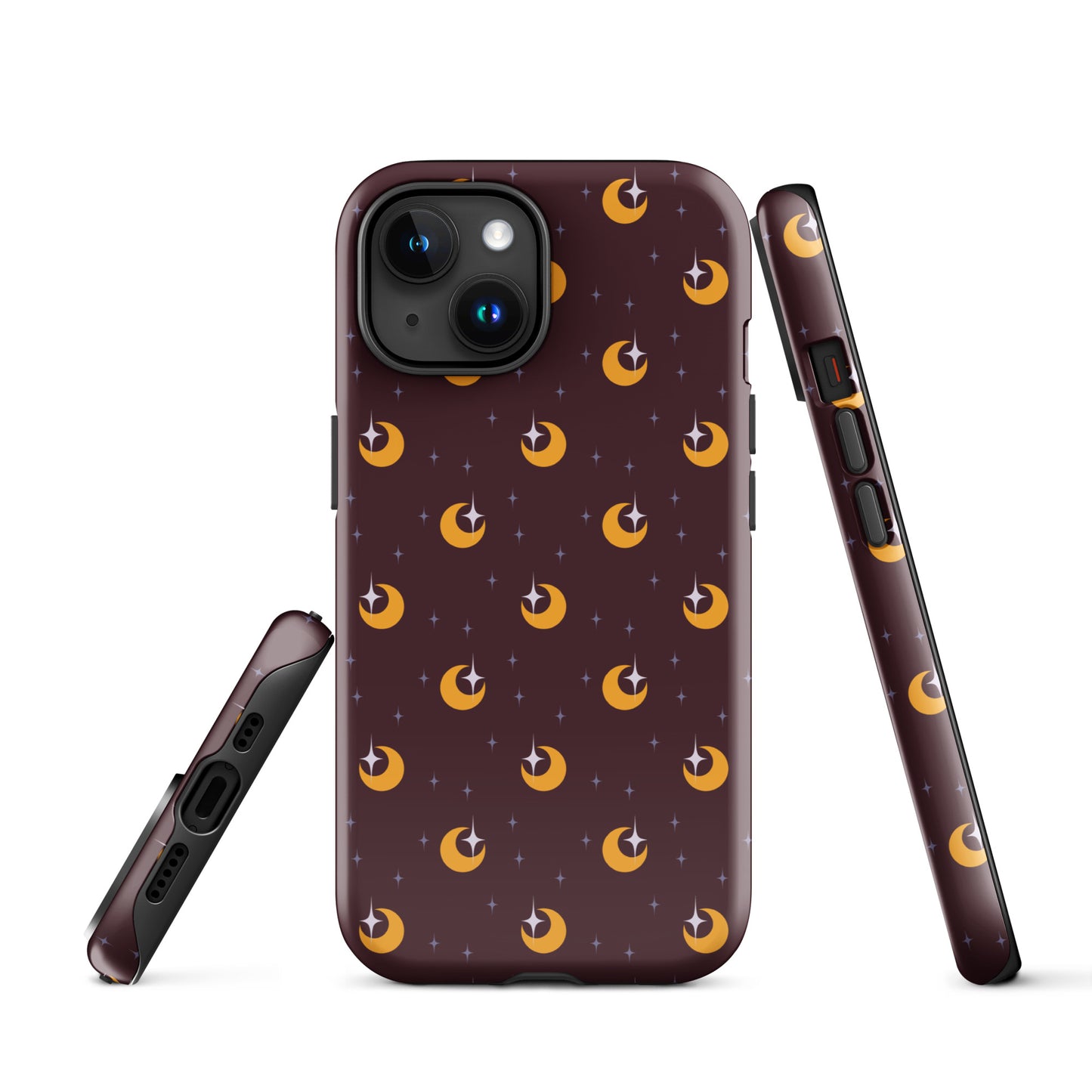 Dark Maroon and Gold Crescent Moon iPhone Tough Case