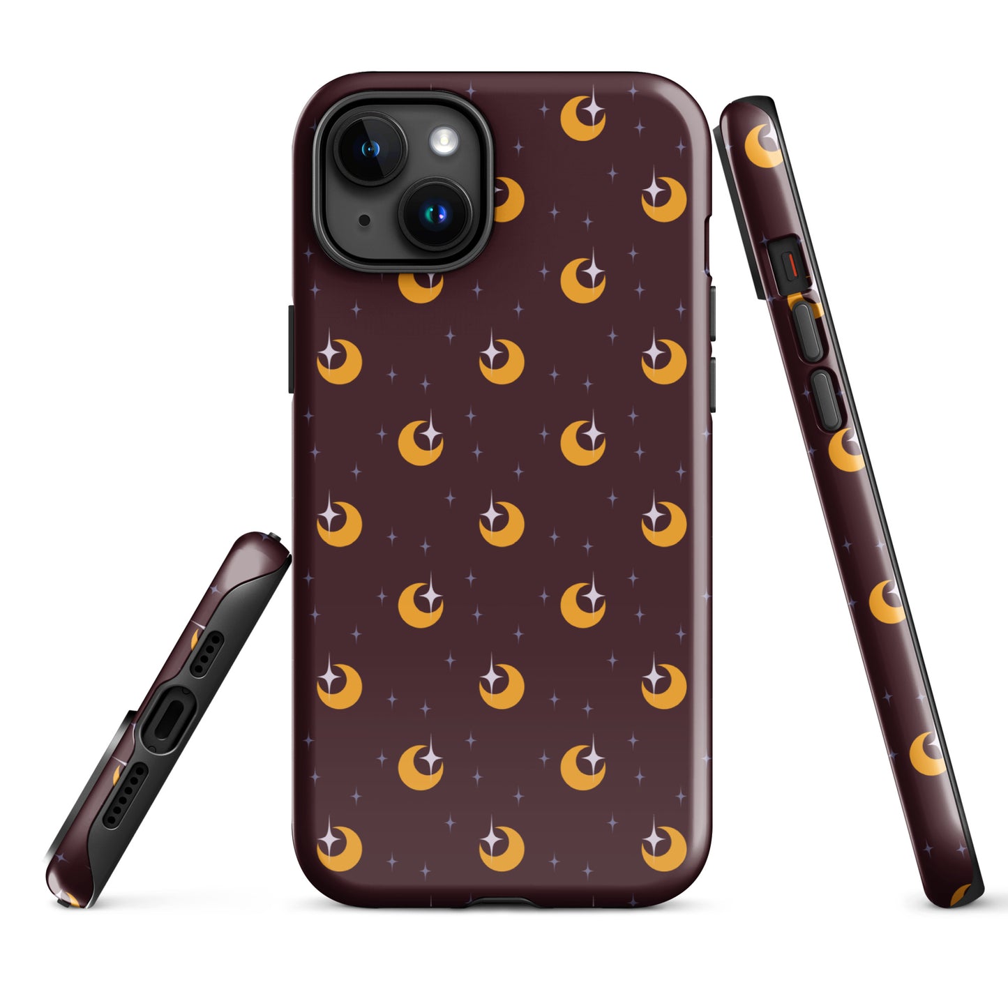 Dark Maroon and Gold Crescent Moon iPhone Tough Case