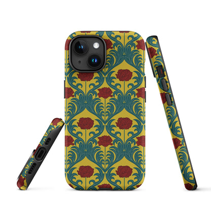 Floral Mustard and Ruby Red Poppies Tough iPhone Case