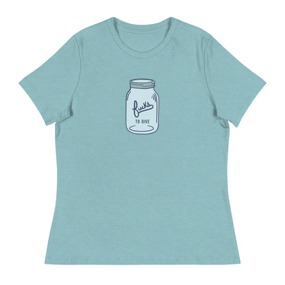 Shirt with a design featuring an empty mason jar and the phrase fucks to give