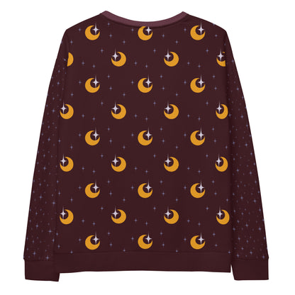 Celestial Sweet Moons Maroon & Gold Unisex Sweatshirt
