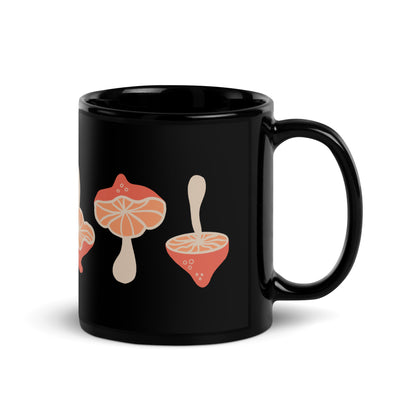 Mysterious Mushrooms Black Glossy Mug