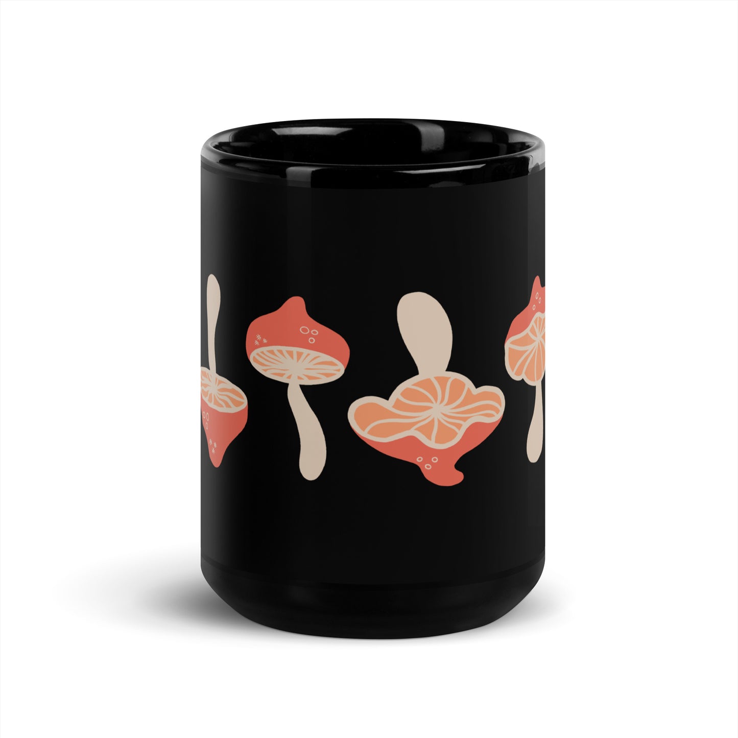 Mysterious Mushrooms Black Glossy Mug
