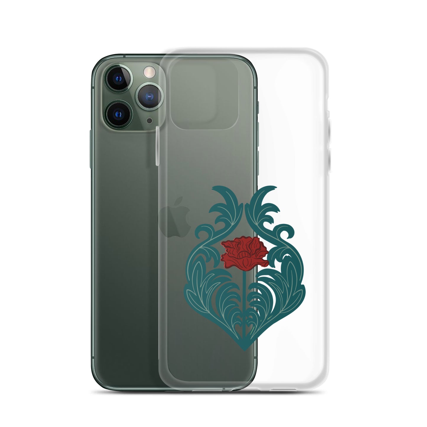 Red Poppy Floral Clear iPhone Case