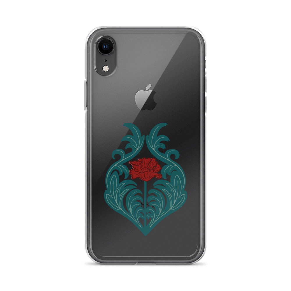 Red Poppy Floral Clear iPhone Case