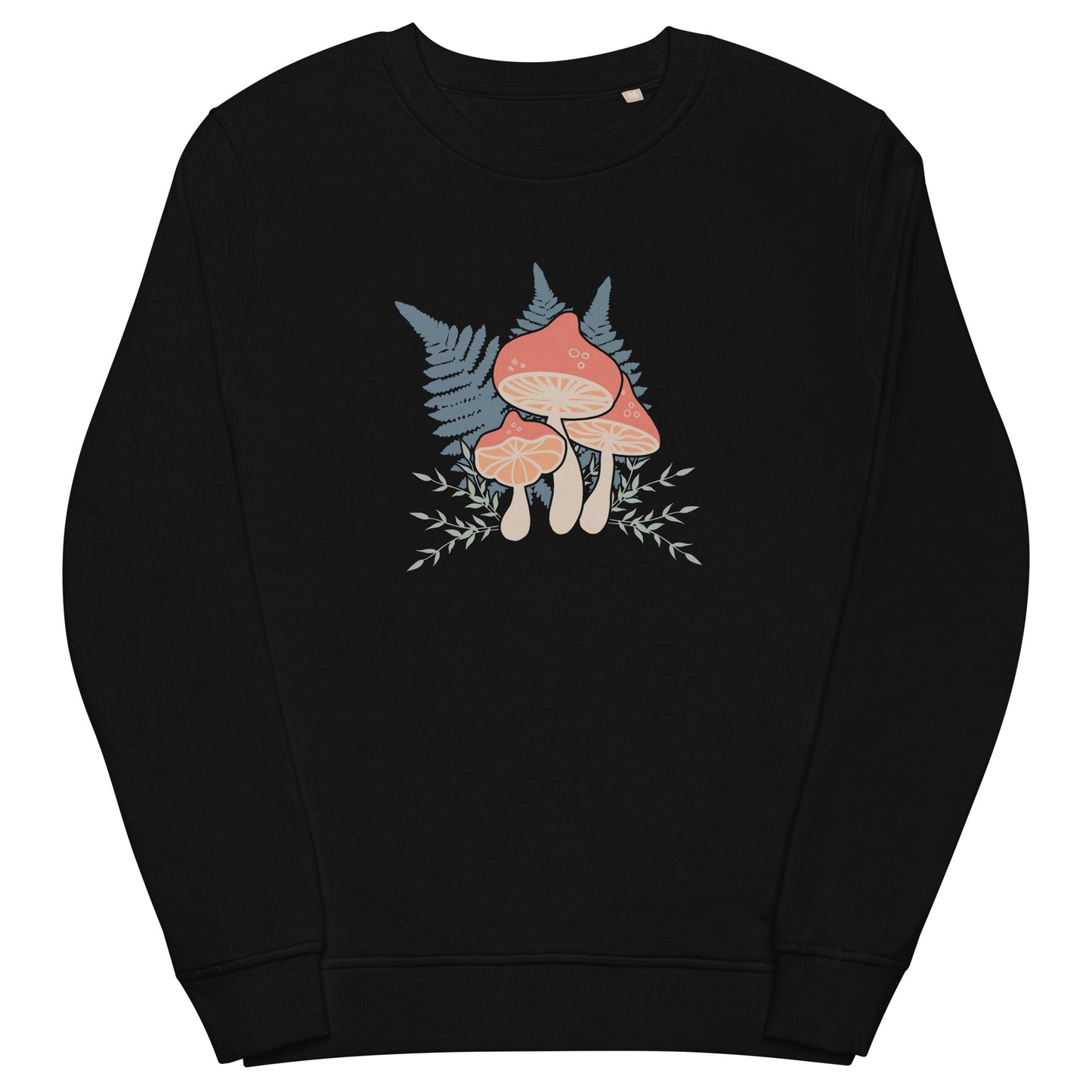 Funky Coral Mushrooms & Ferns Organic Unisex Sweatshirt