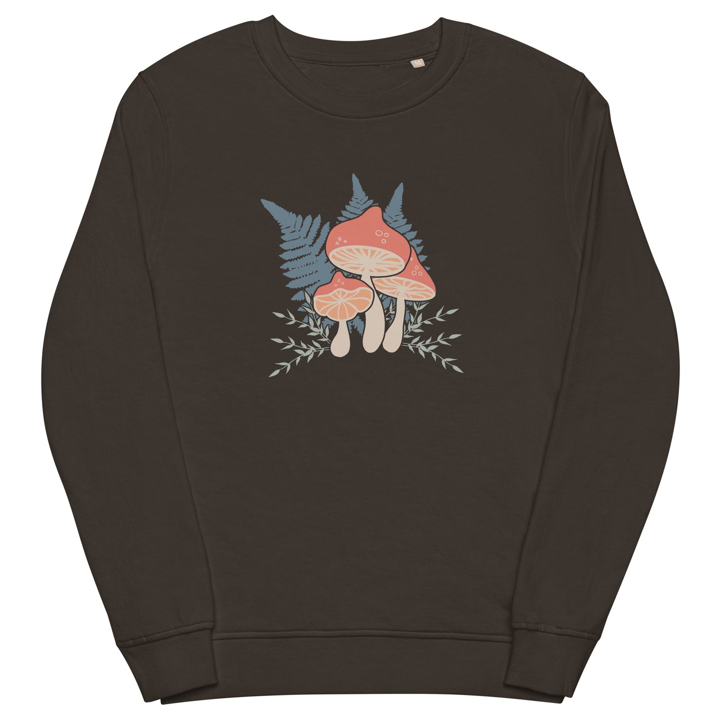 Funky Coral Mushrooms & Ferns Organic Unisex Sweatshirt
